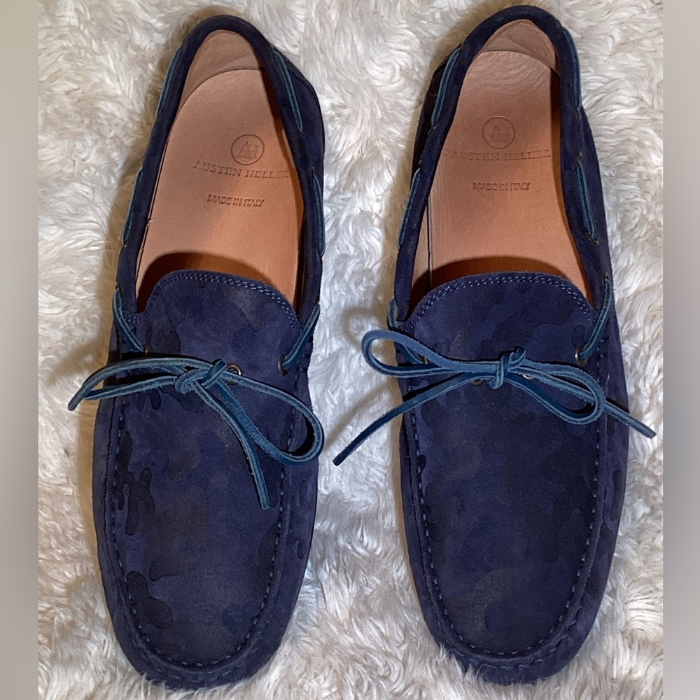 Austen Heller blue camouflage Suede Loafers shoes size 11